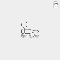 beer glass and bottle creative logo template icon vector