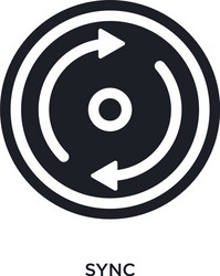 Black sync isolated icon simple element from time vector