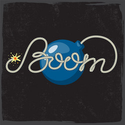 boom - rope lettering with bomb vector