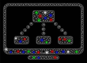 Bright mesh 2d hierarchy monitor with flare spots vector