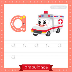 Lowercase A - Ambulance Trace & Learn vector image