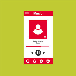 media player application app template with flat vector