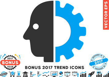 Cyborg head flat icon with 2017 bonus trend vector