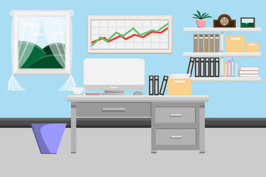 interior office room with desk and window vector