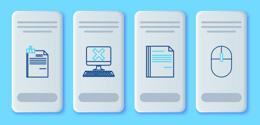 set line computer with keyboard and x mark file vector image