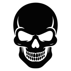 creepy skull with teeth in black silhouette style Vector Image