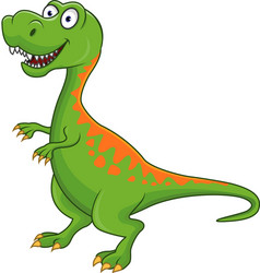 Cartoon green dinosaur on white background Vector Image