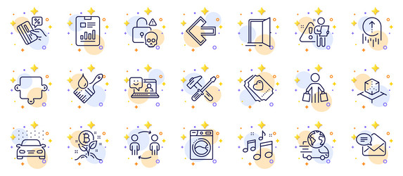 outline set of new mail open door and puzzle line vector image