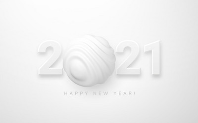 2021 happy new year number 3d realistic vector image