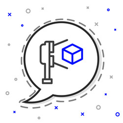 line 3d scanner with cube projection icon isolated vector image