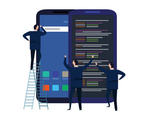 mobile application and design development process vector image