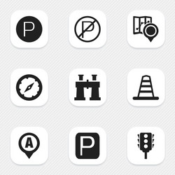 set of 9 editable navigation icons includes vector image