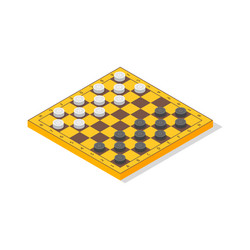 Board game checkers isometric view vector