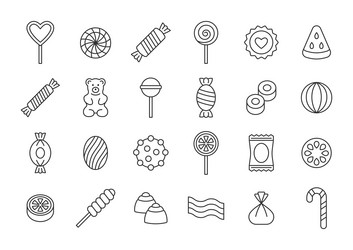 candy line icon set collection Vector Image
