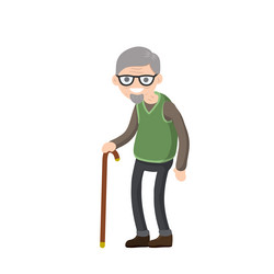 Funny old man with cane Royalty Free Vector Image
