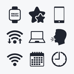 notebook and smartphone icon smart watch symbol vector image