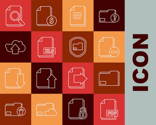 set line pdf file document folder vector image