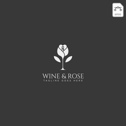 wine and rose logo template isolated icon elements vector