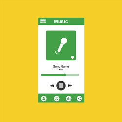 media player application app template with flat vector image