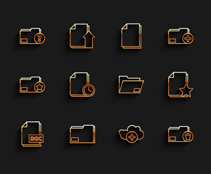 set line doc file document folder vector image