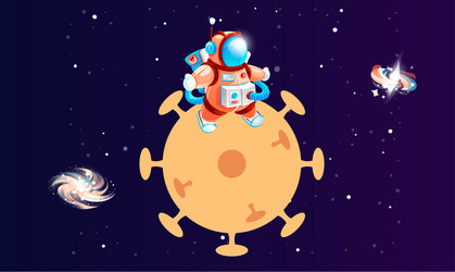 cartoon astronaut on planet in form vector