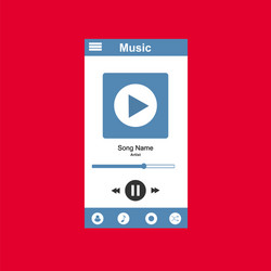 media player application app template with flat vector image