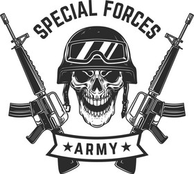 Military Assault Rifles - Skull Emblem Vector Image