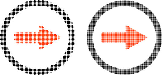 pixel halftone rounded right arrow icon vector image