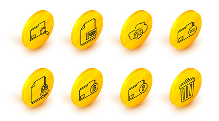 set line trash can unknown document folder vector image