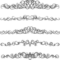 Set of curled calligraphic design elements vector