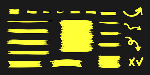 Yellow highlighter marker strokes vector