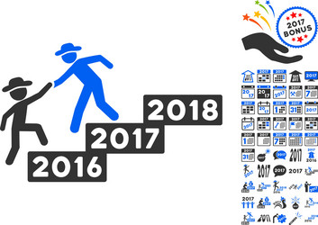 2017 business training icon with year bonus vector