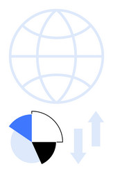 global data analysis concept with pie chart vector image