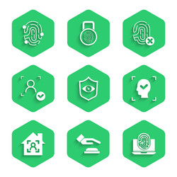 set shield eye scan palm print recognition vector image