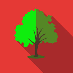 Tree with green crown icon flat style vector