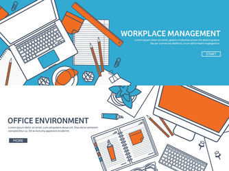 workplace with table and computer vector image