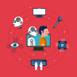 artificial intelligence robot person computer vector image
