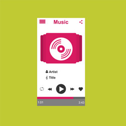 media player application app template with flat vector image