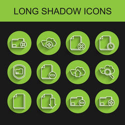 set line document with download delete folder vector image