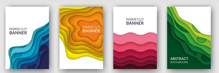 abstract background set with color waves paper vector image