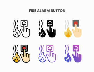 fire alarm button icon set with different styles vector image