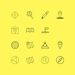 map and navigation linear icon set simple outline vector image