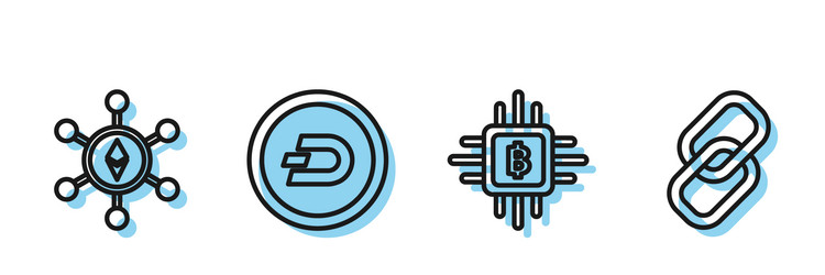 set line cpu mining farm blockchain technology vector image