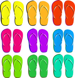 Summer flip flops set isolated on white Royalty Free Vector
