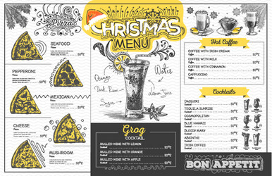 Vintage christmas menu design restaurant vector