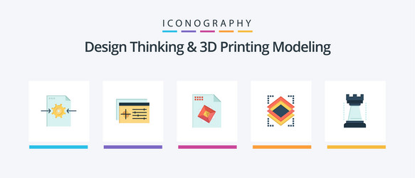 design thinking and d printing modeling flat 5 vector image