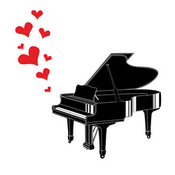 Heart Piano Music Valentine Vector Image