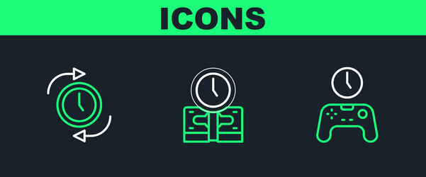 set line gamepad of time clock with arrow vector image