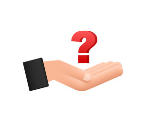 3d question mark in hands for concept design vector