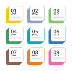 9 data infographics button square template vector image